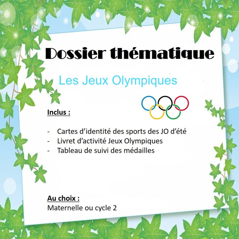 Dossier thématique les jeux olympiques Les Trésors de l'Apprentissage